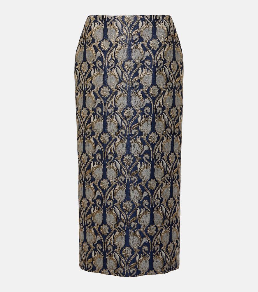 valentino mossi brocade midi skirt