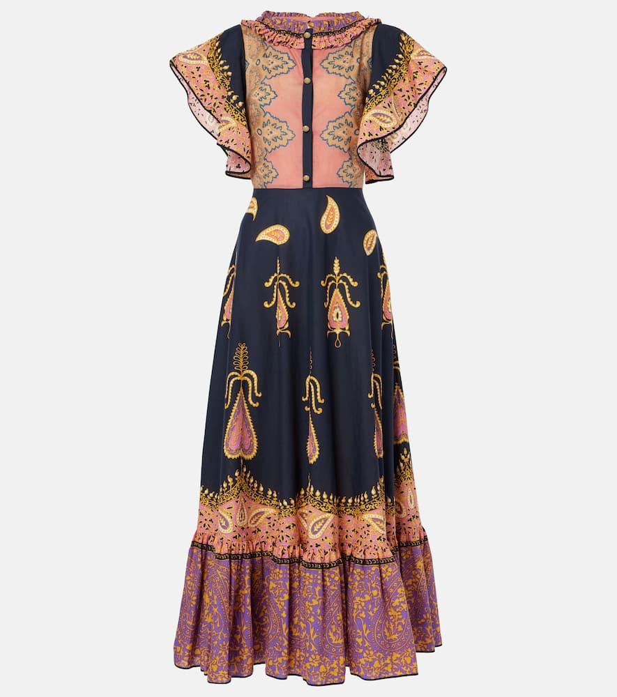 valentino paisley ruffled cotton muslin maxi dress