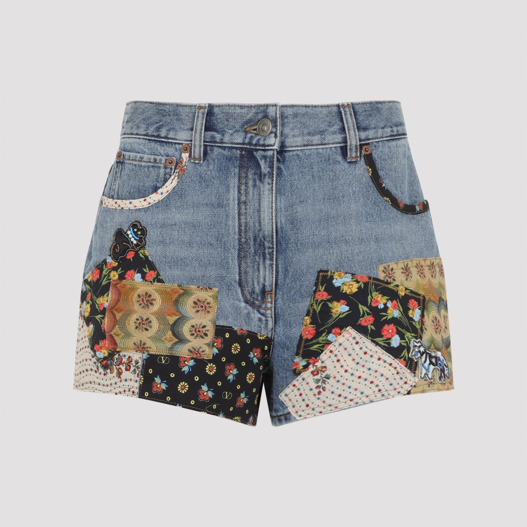 valentino patchwork pants blue cotton jean - women