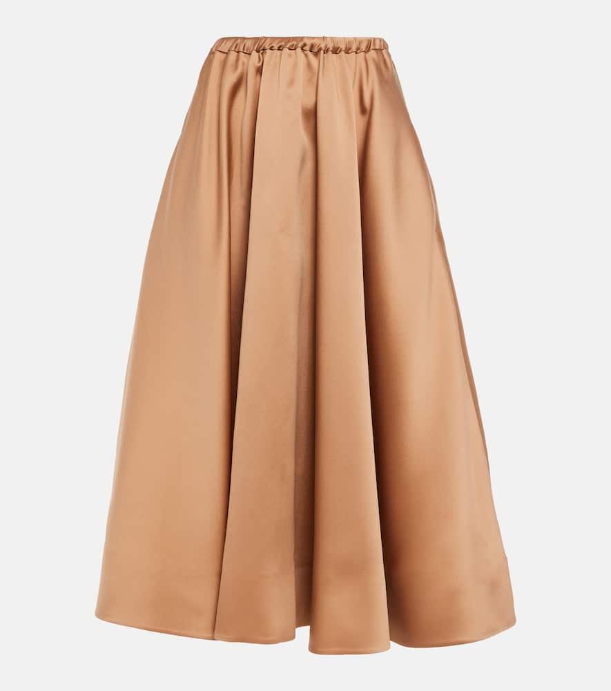 valentino pleated duchesse midi skirt