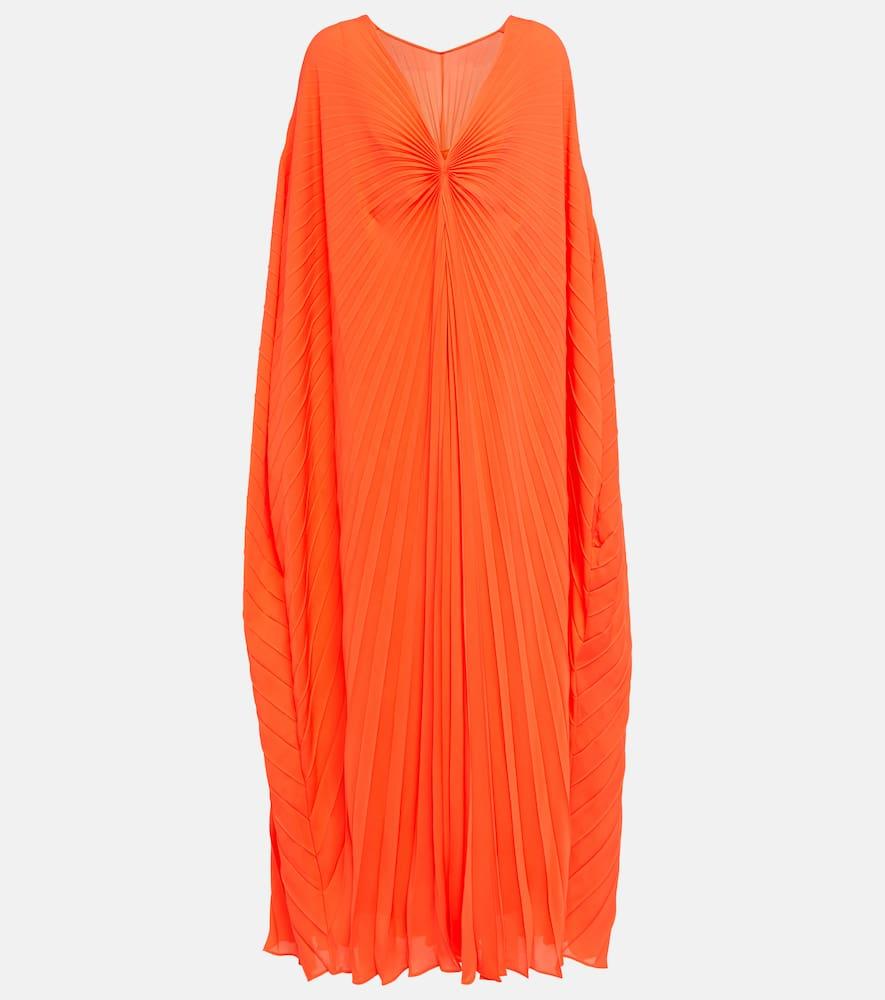 valentino pleated silk midi dress