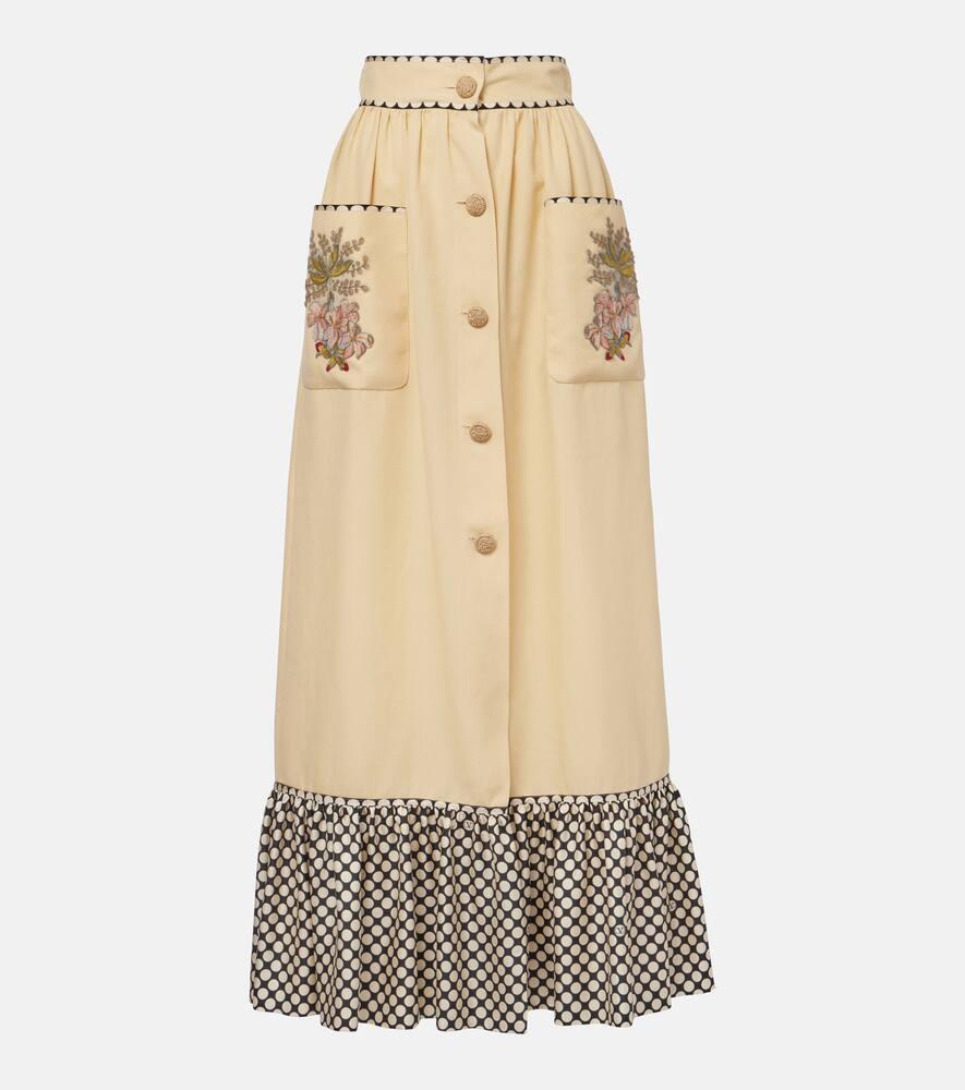 valentino plus de pois embroidered maxi skirt