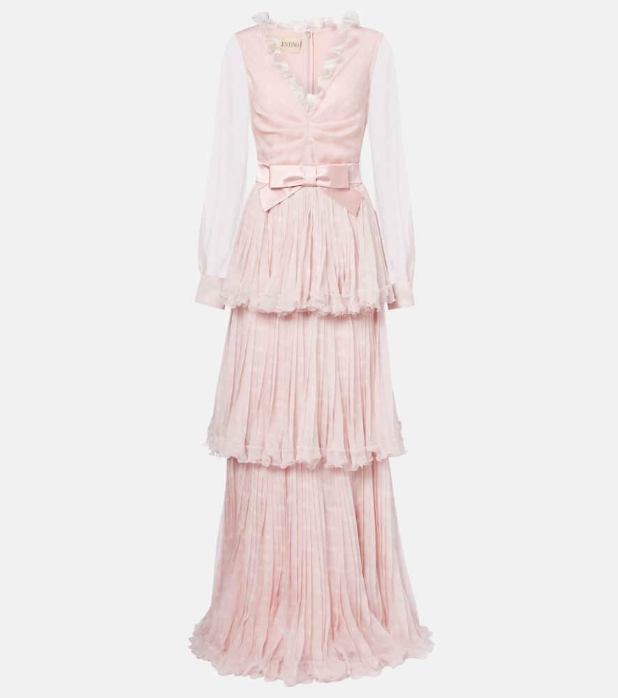 valentino plus de pois silk crepon chiffon gown