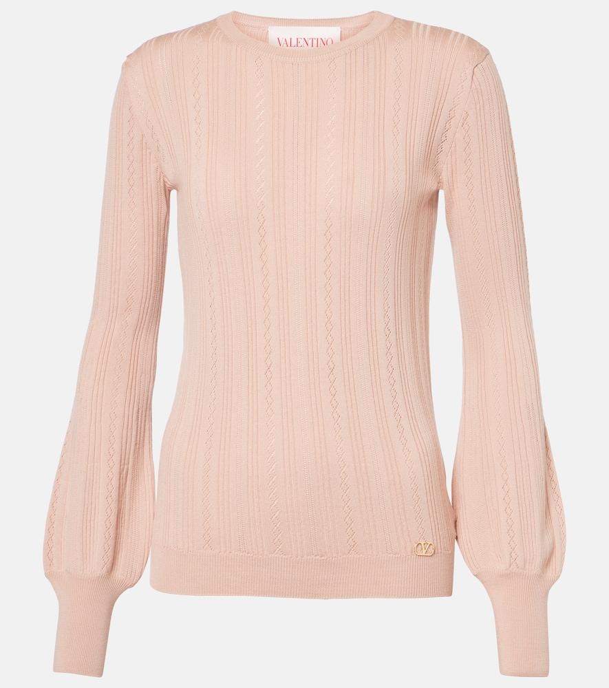 valentino pointelle virgin wool sweater