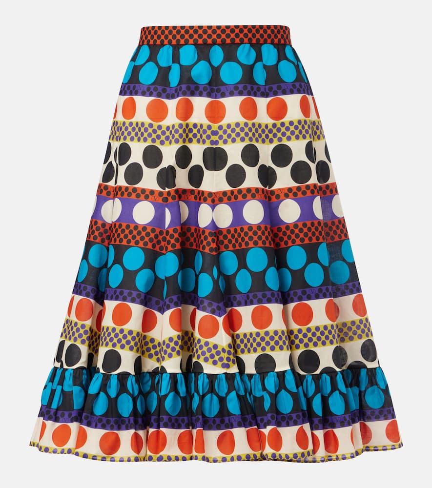 valentino printed cotton midi skirt