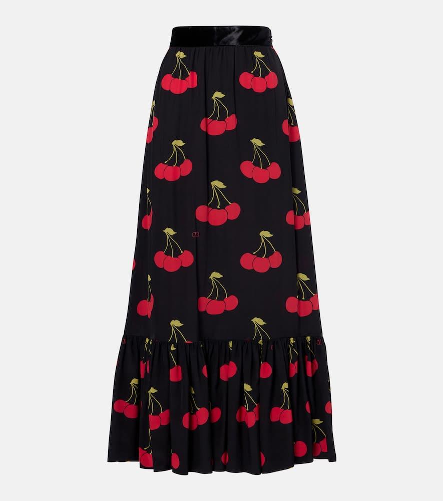 valentino printed silk maxi skirt