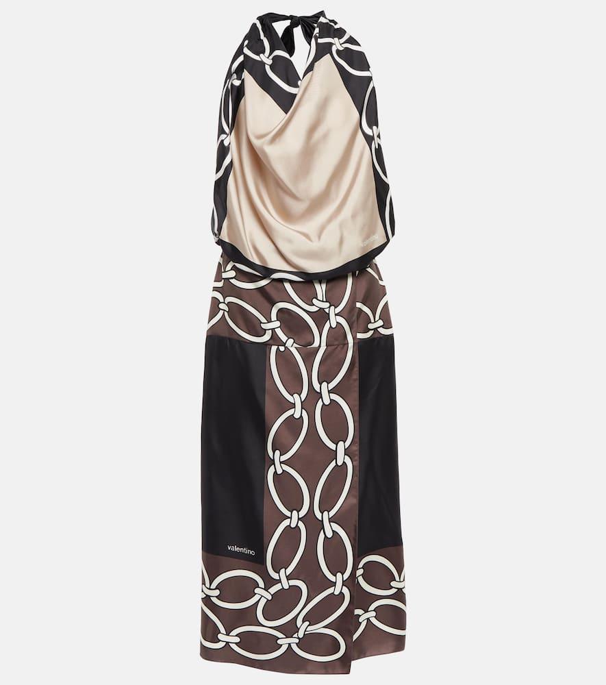 valentino printed silk midi dress