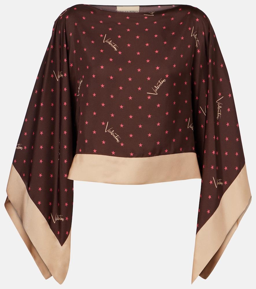 valentino printed silk twill top