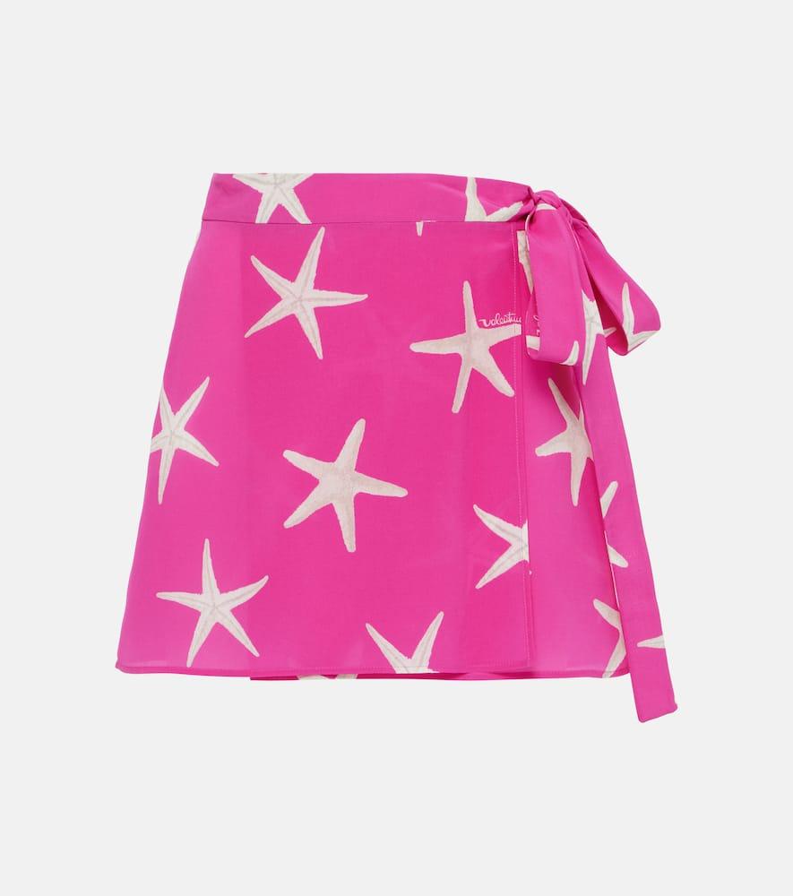valentino printed silk wrap skirt