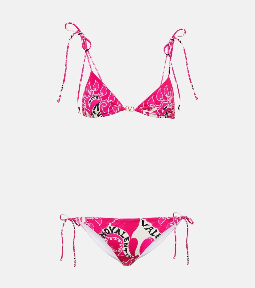 valentino printed traingle bikini