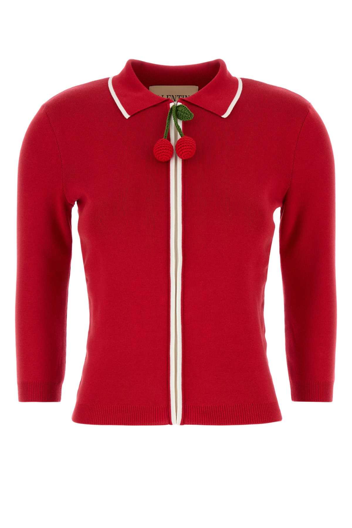 valentino red cotton cardigan