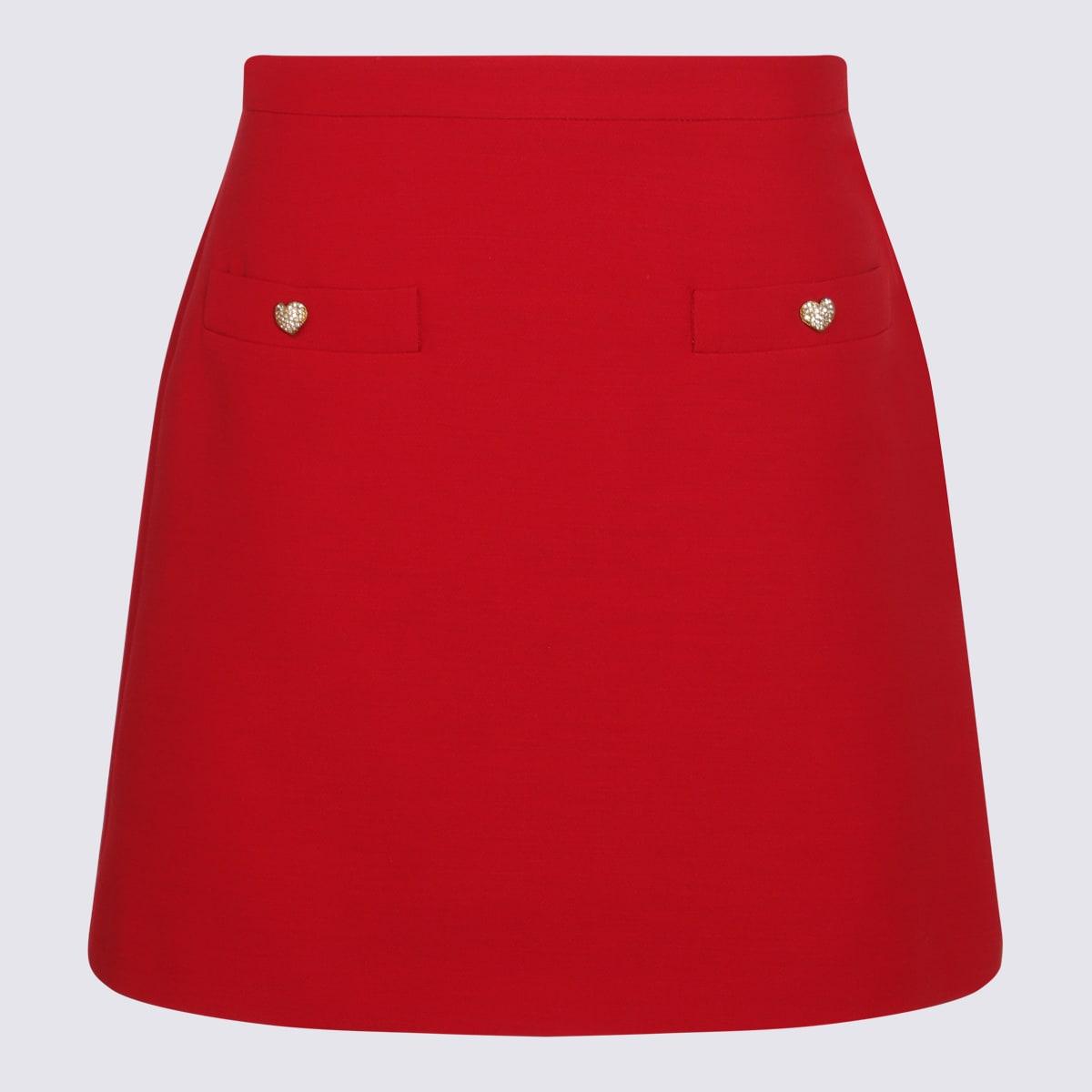 valentino red silk skirt