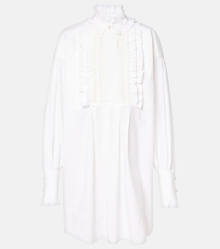 valentino ruffled cotton, linen, and silk minidress