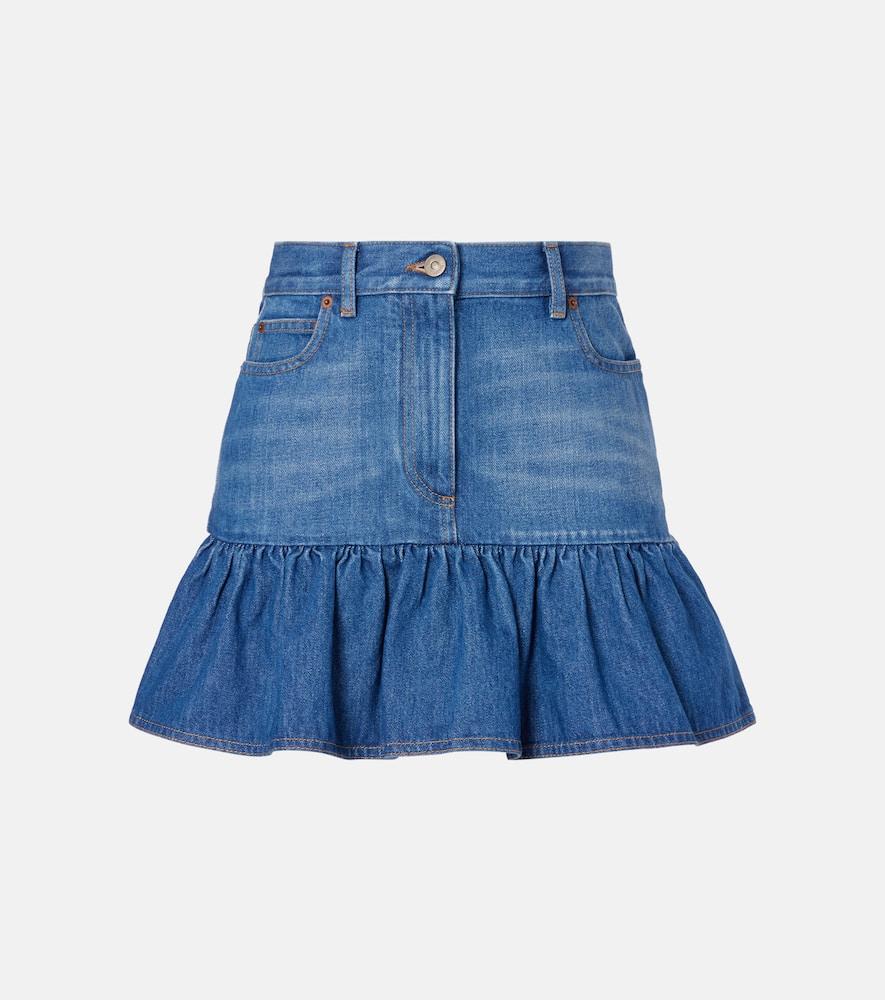 valentino ruffled denim miniskirt