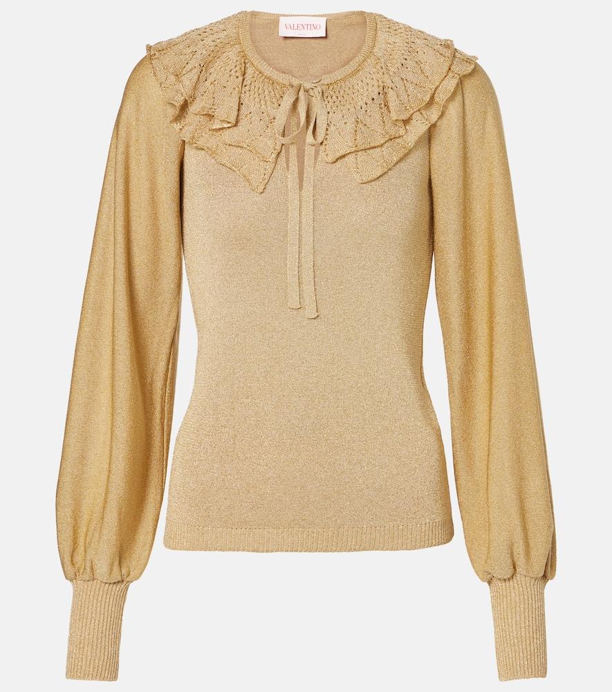 valentino ruffled lamé sweater