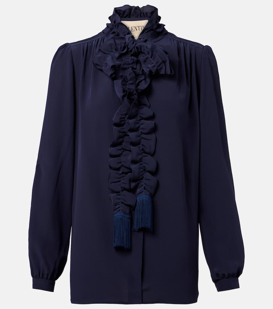 valentino ruffled silk crêpe de chine blouse