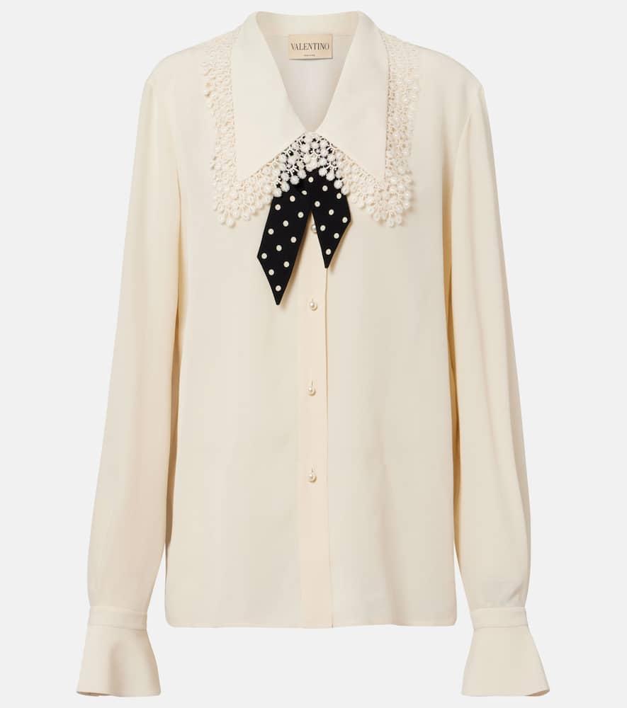 valentino ruffled silk crêpe de chine blouse