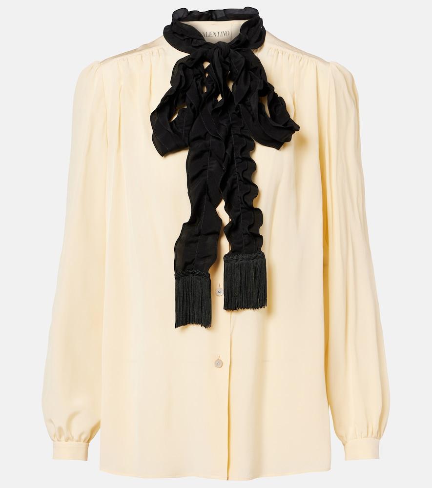 valentino ruffled silk crêpe de chine blouse