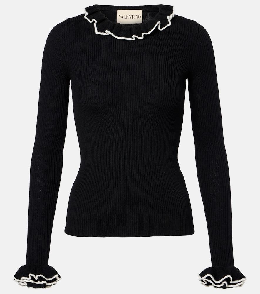 valentino ruffled virgin wool sweater