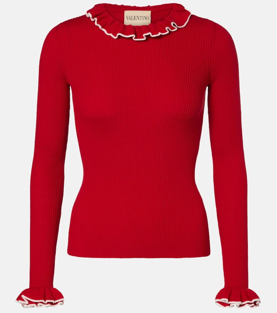 valentino ruffled virgin wool sweater