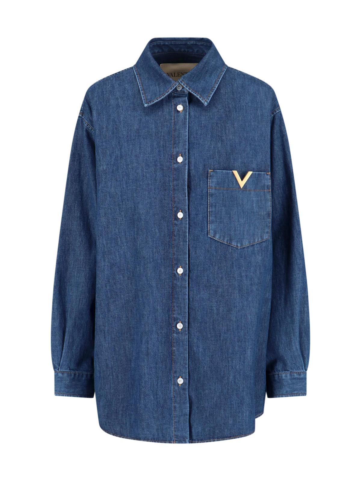 valentino shirts blue cotton - women