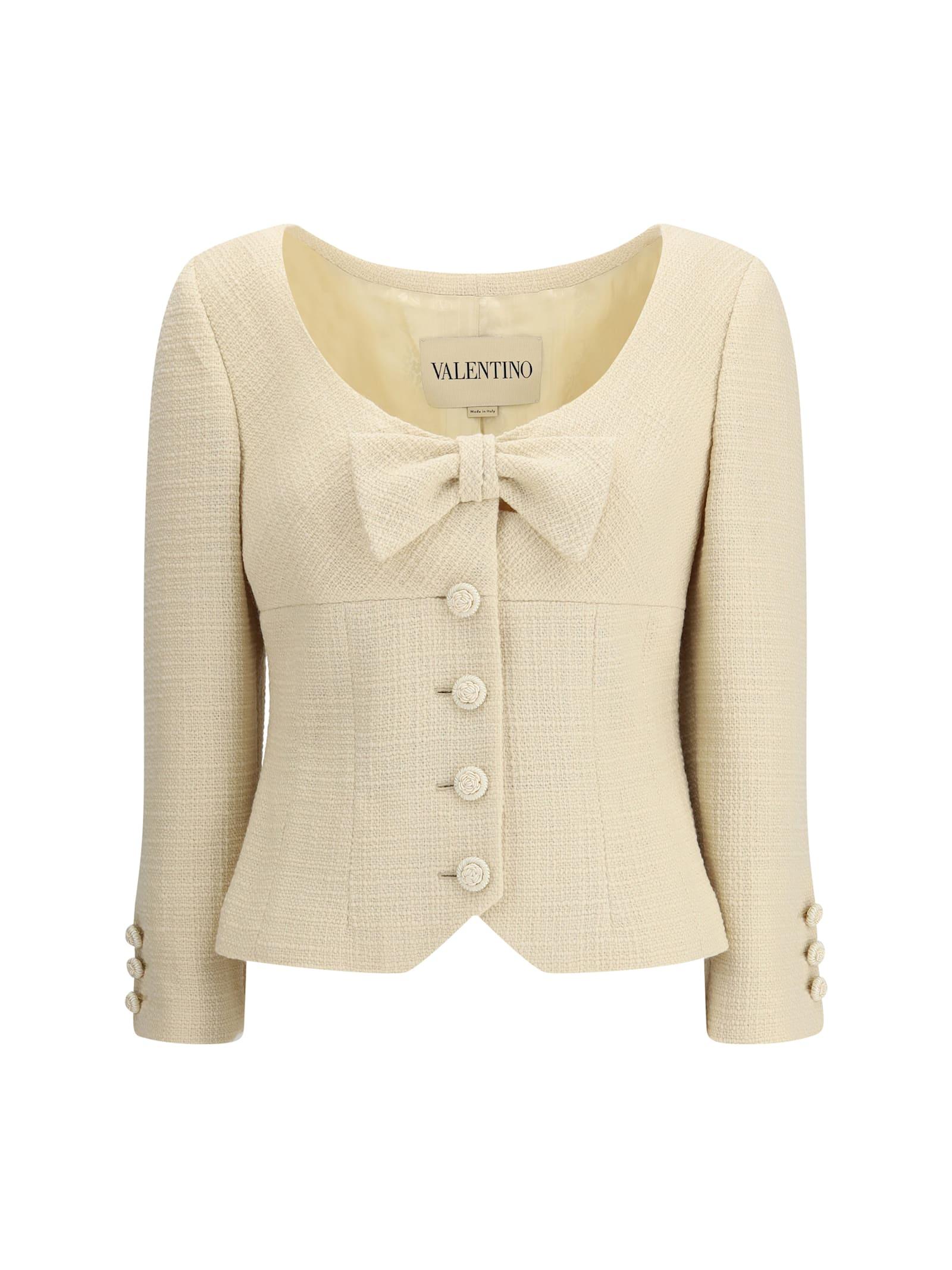 valentino short jacket in plain wool tweed