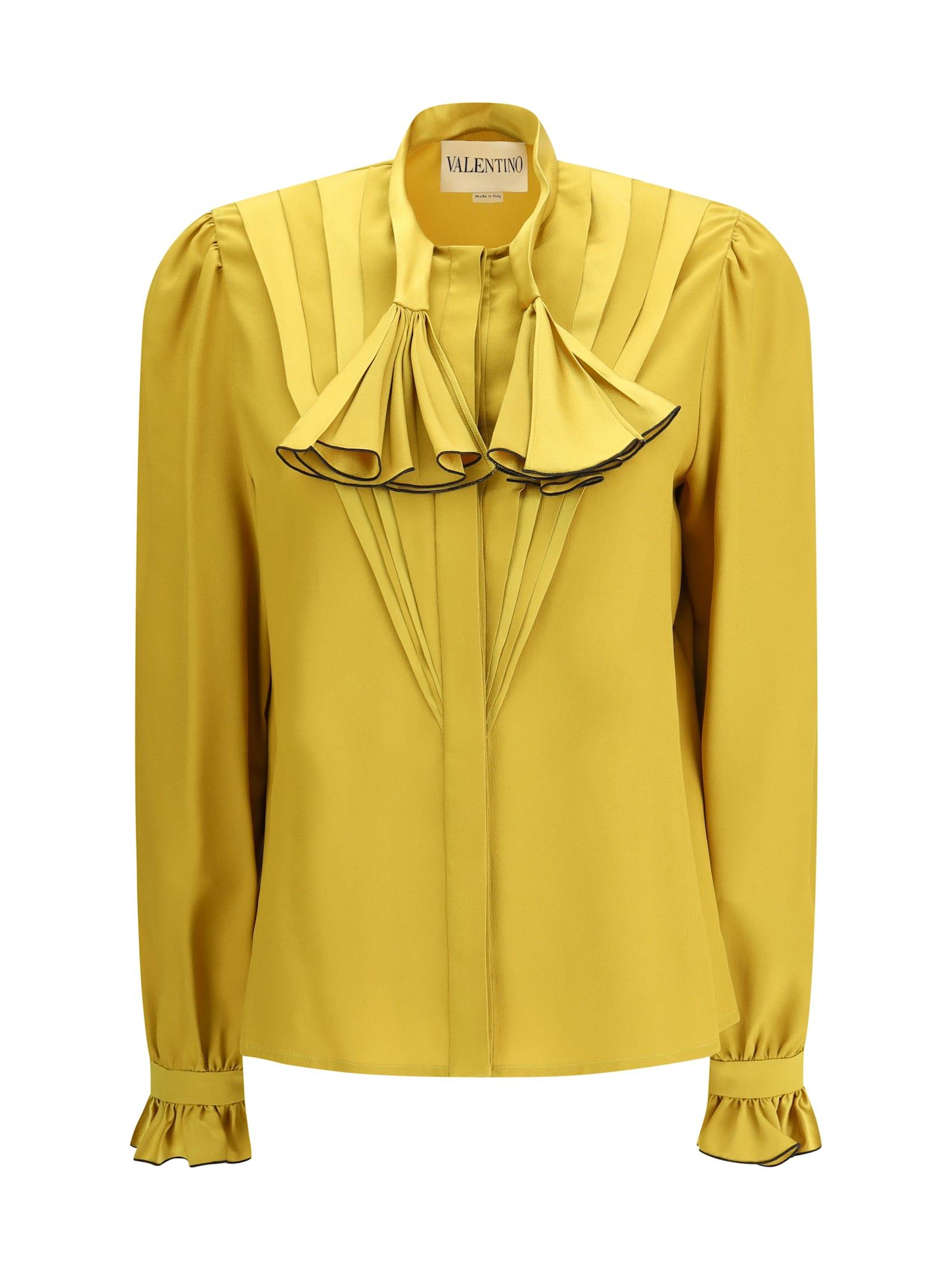 valentino silk ruffle pleated blouse