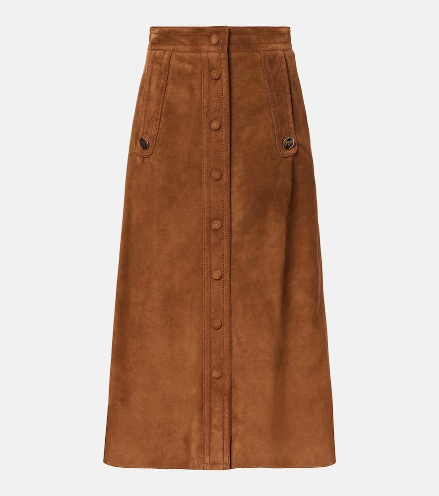 valentino suede midi skirt