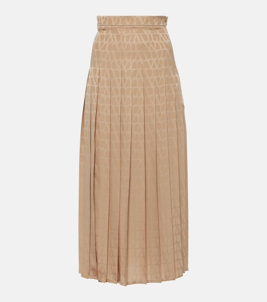 valentino toile iconographe pleated silk midi skirt