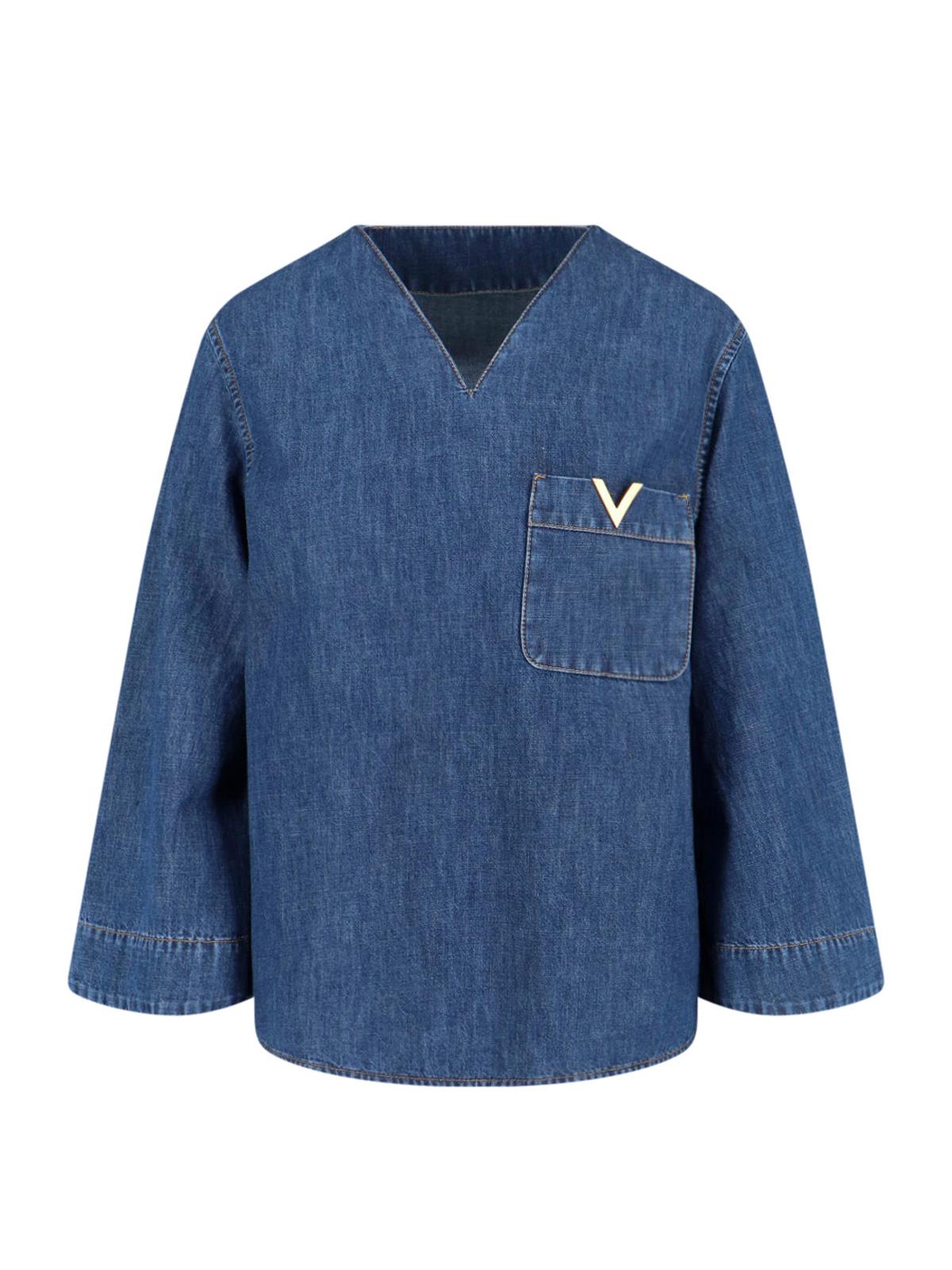 valentino top blue cotton - women