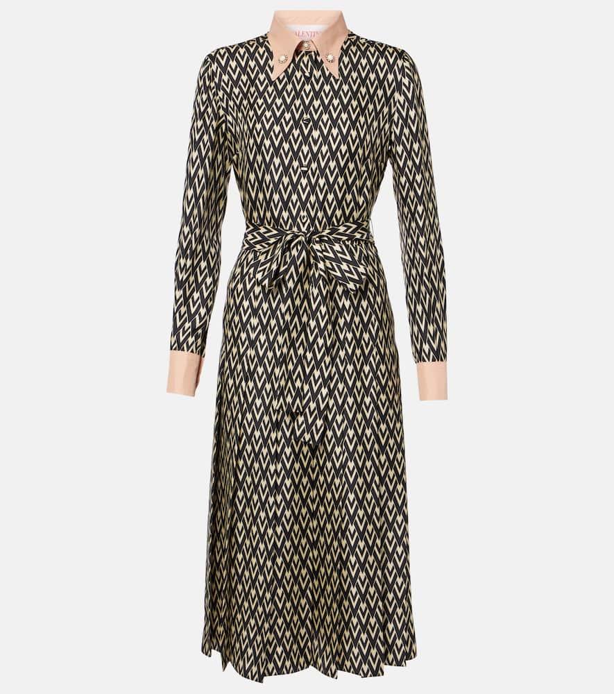 valentino toute la v silk twill shirt dress