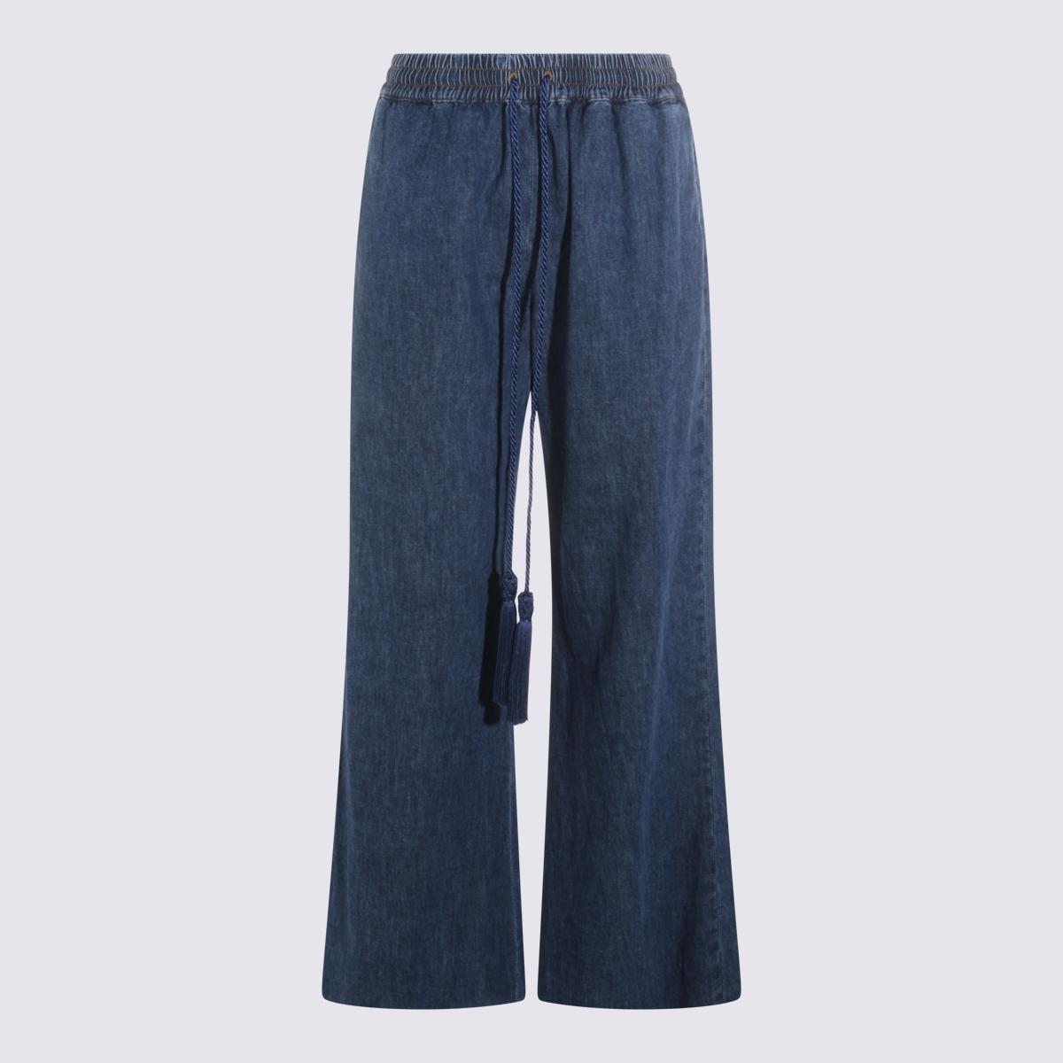 valentino trousers medium blue _100 % co - women