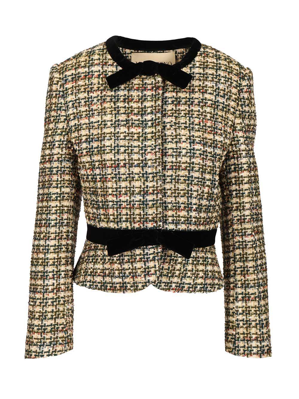 valentino velvet bow tweed jacket