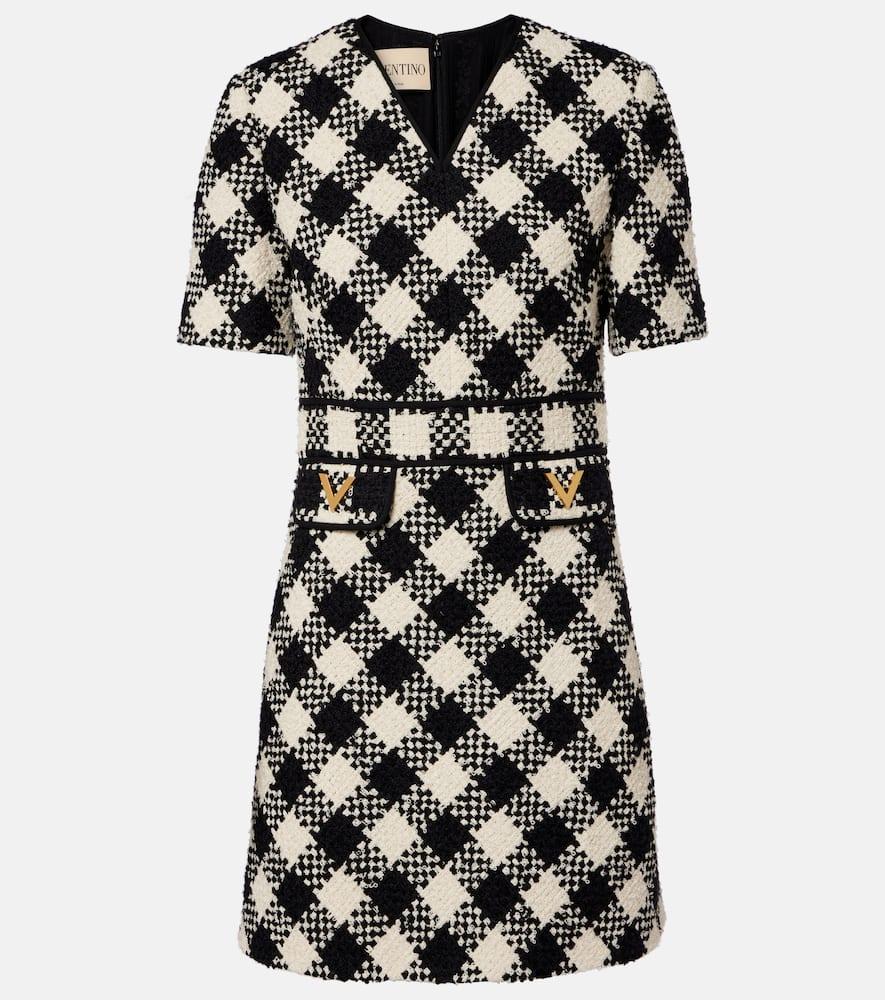 valentino vgold checked tweed minidress