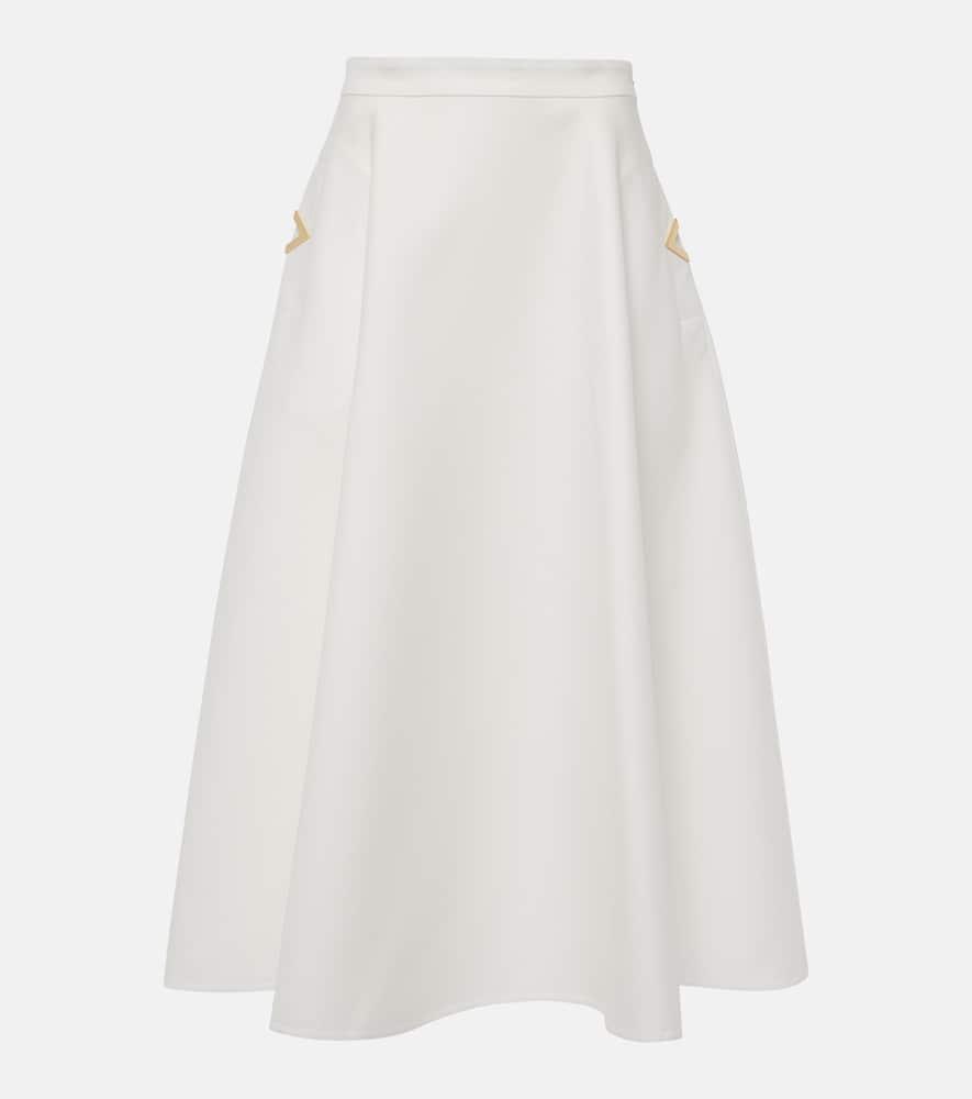 valentino vgold cotton gabardine midi skirt