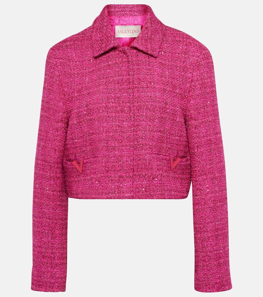 valentino vgold cropped lamé tweed jacket