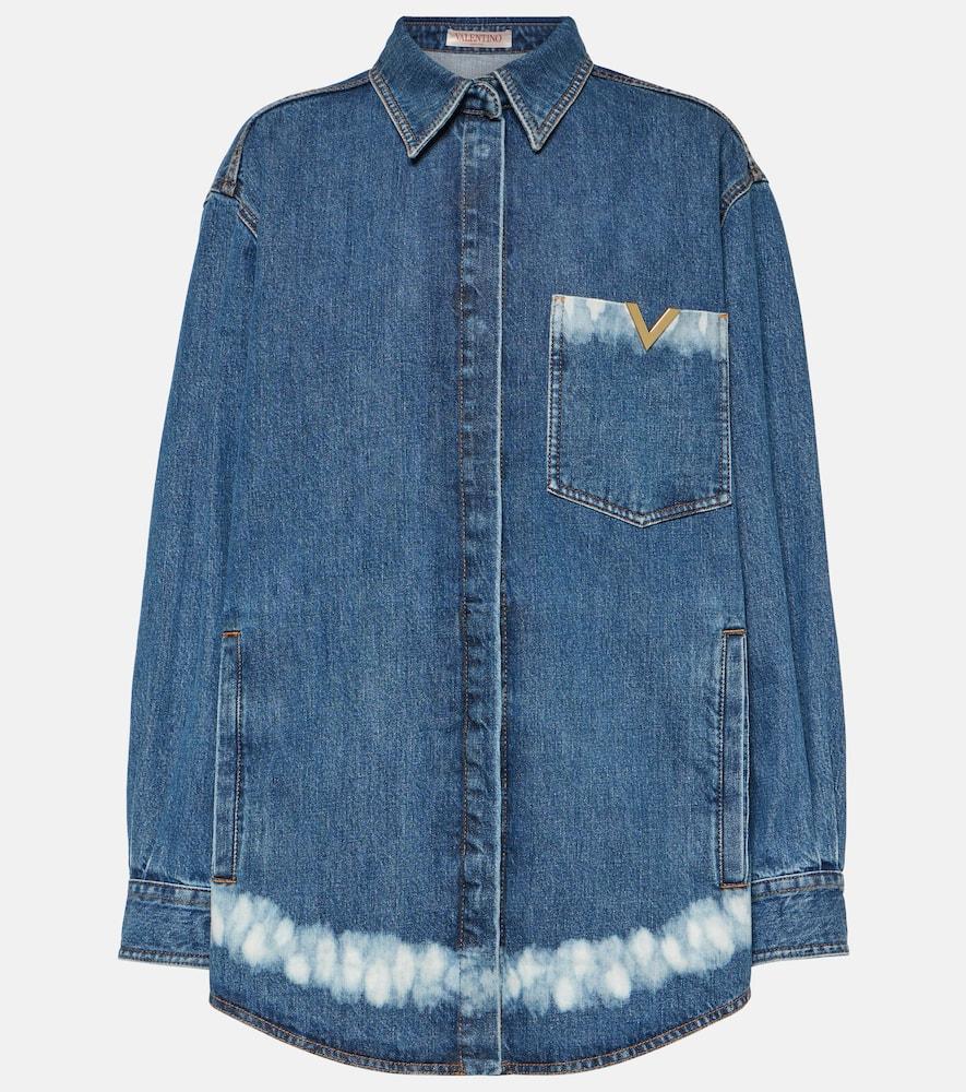 valentino vgold distressed denim shirt