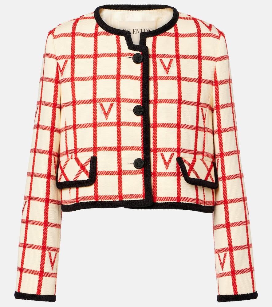 valentino vlogo checked wool and cotton jacket