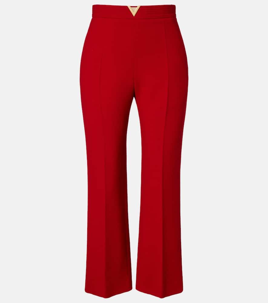 valentino vlogo cropped virgin wool crêpe straight pants