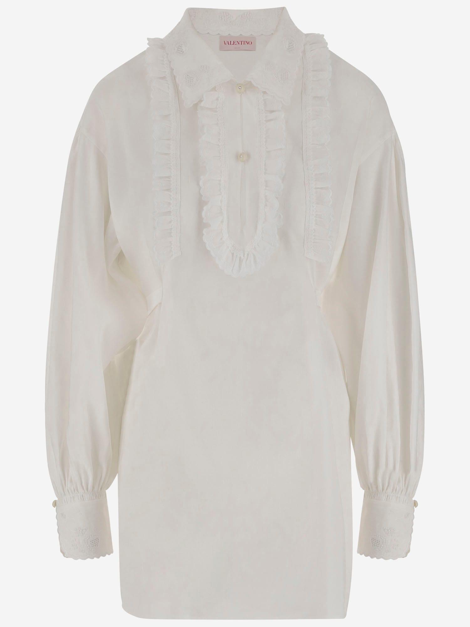 valentino white cotto blend shirt dress
