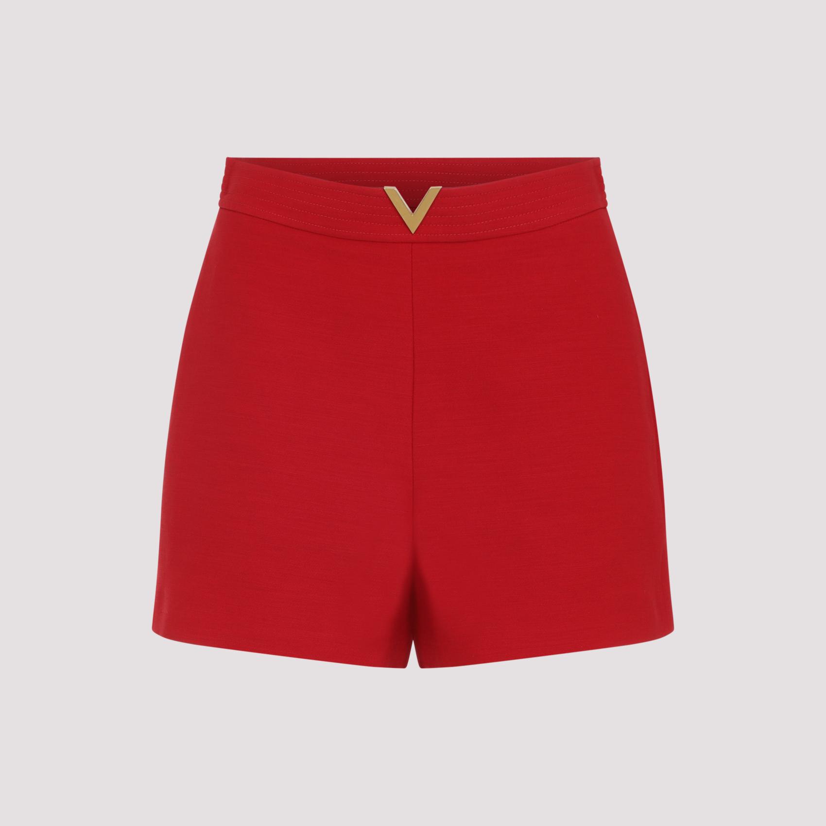 valentino wool bermuda red virgin silk short - women