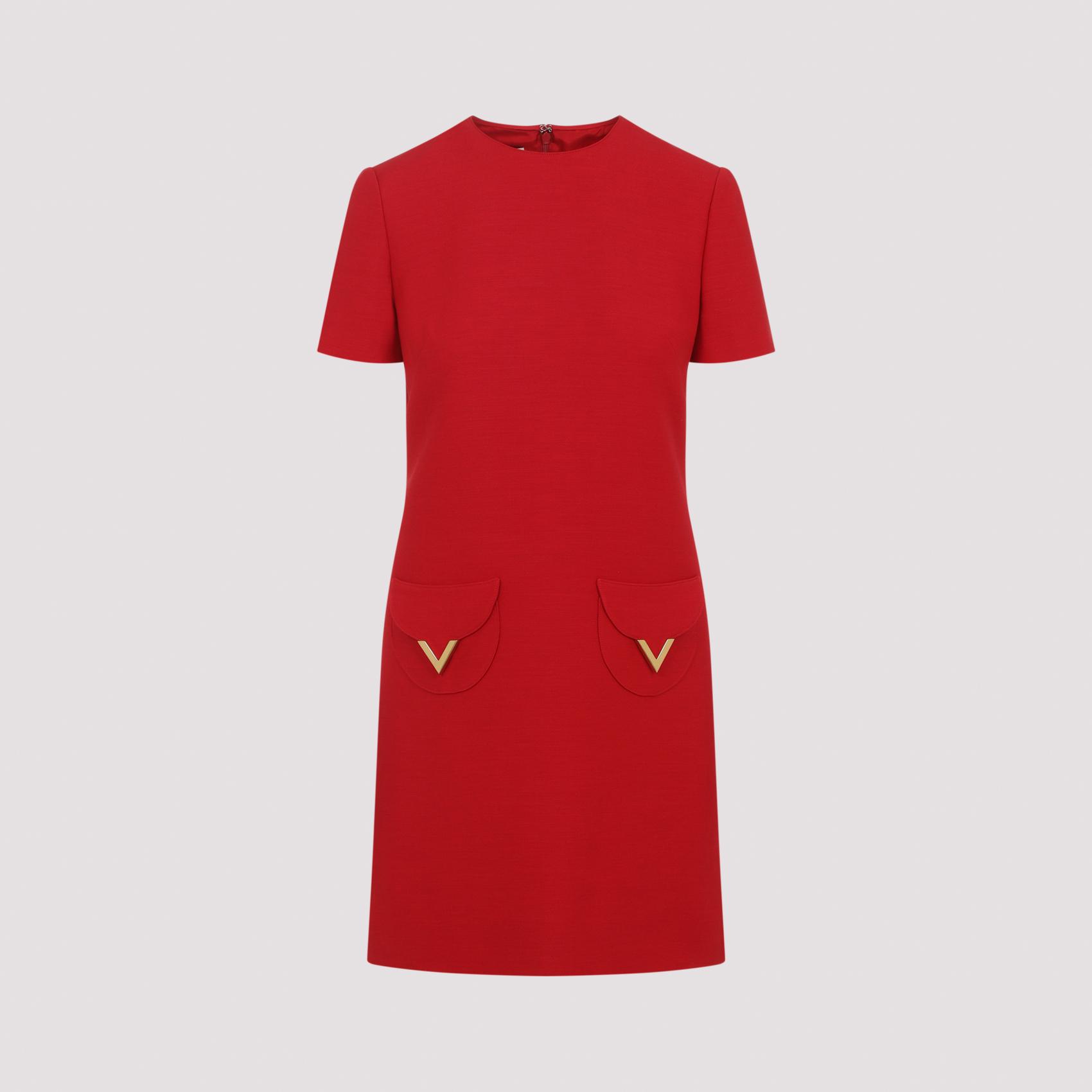 valentino wool mini dress red virgin silk - women
