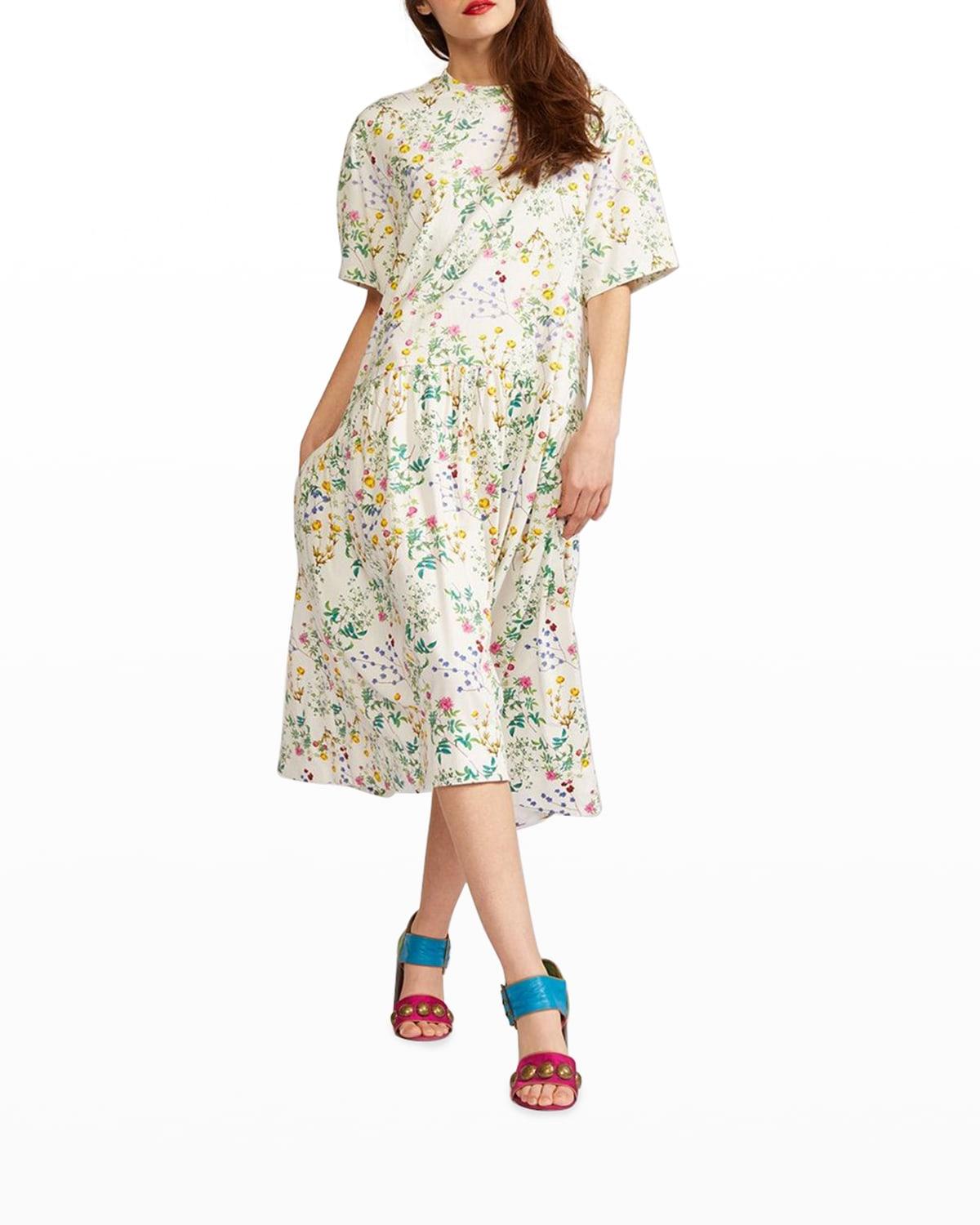 valery floral-print combo tee dress