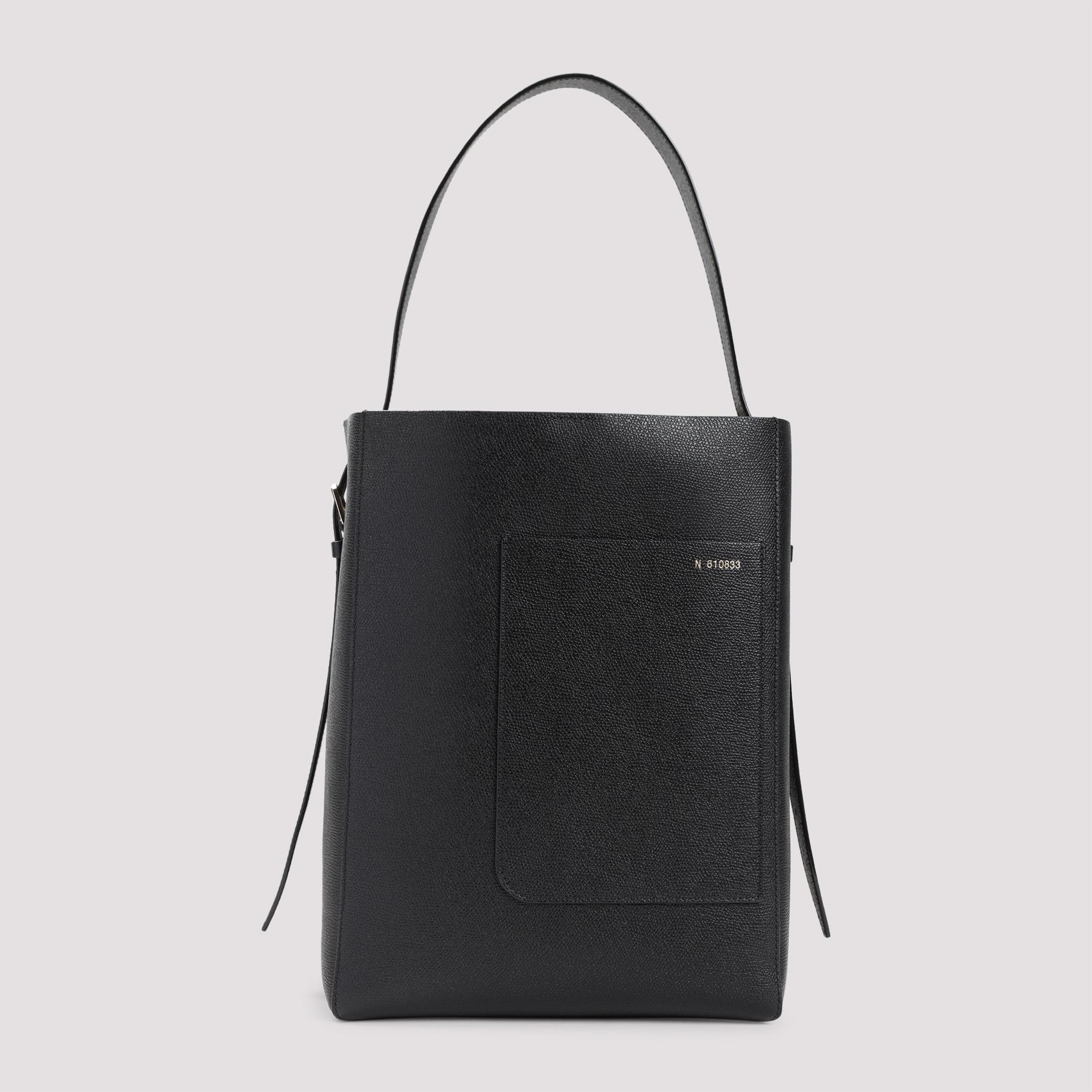 valextra medium bucket bag black calf leather - women