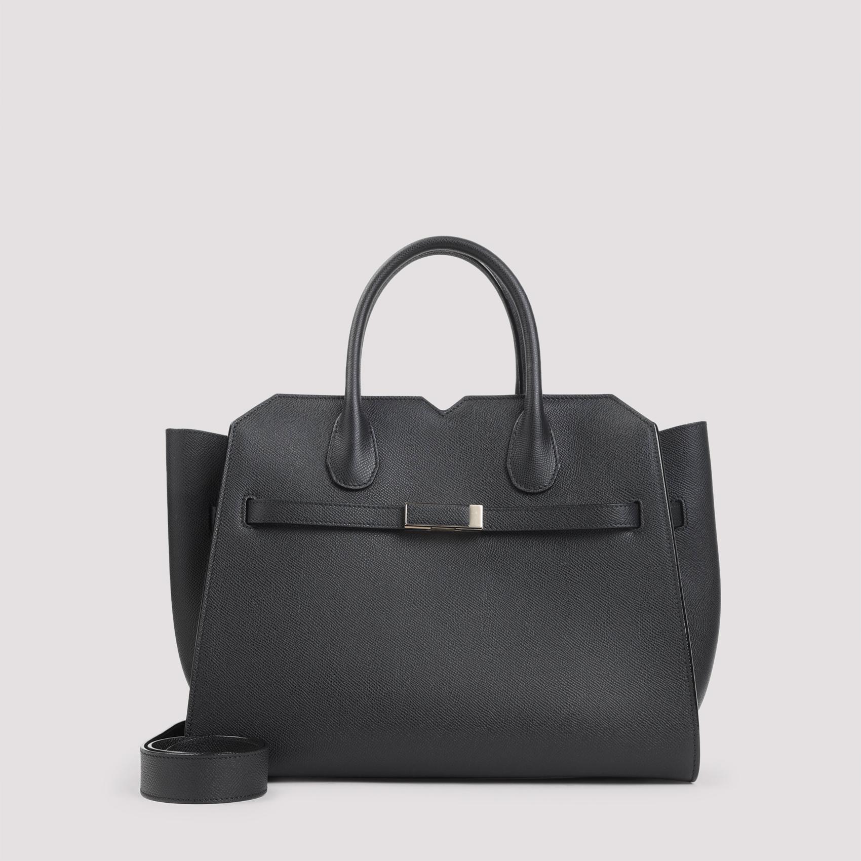 valextra milano media shoulder bag black calf leather - women