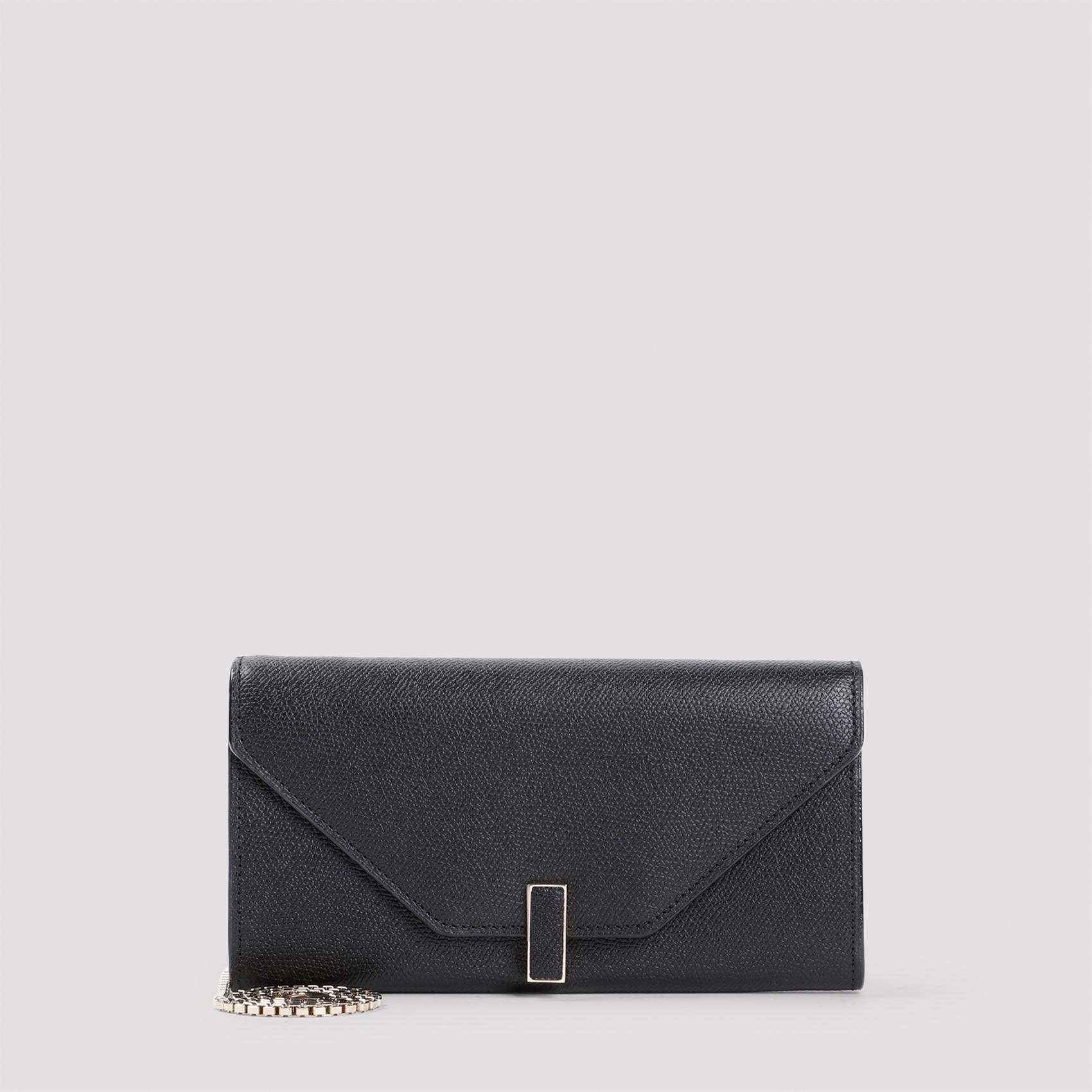 valextra on chain wallet black calf leather smallleathergoods - women