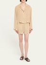 vally studded cropped gauze shirt