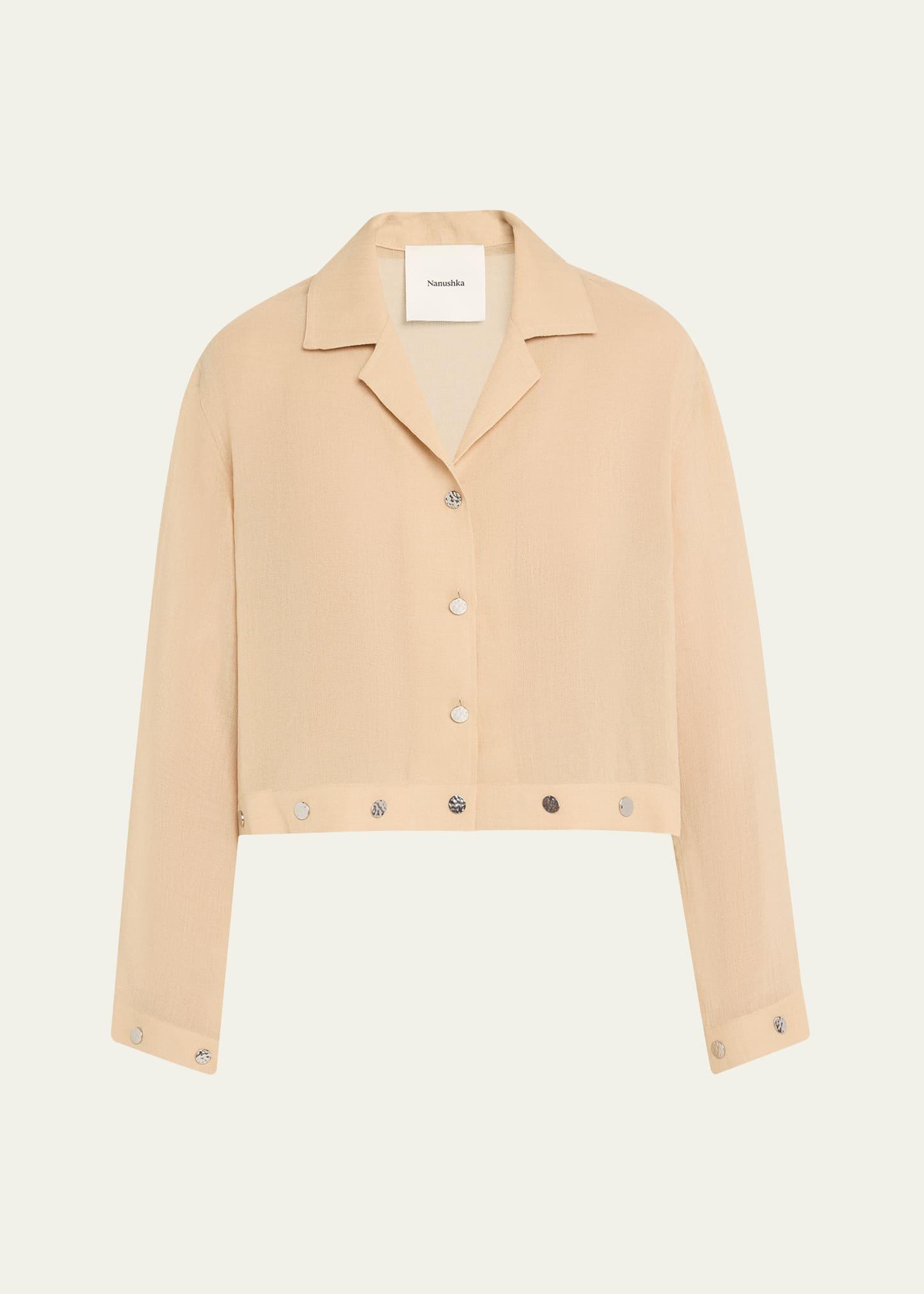vally studded cropped gauze shirt