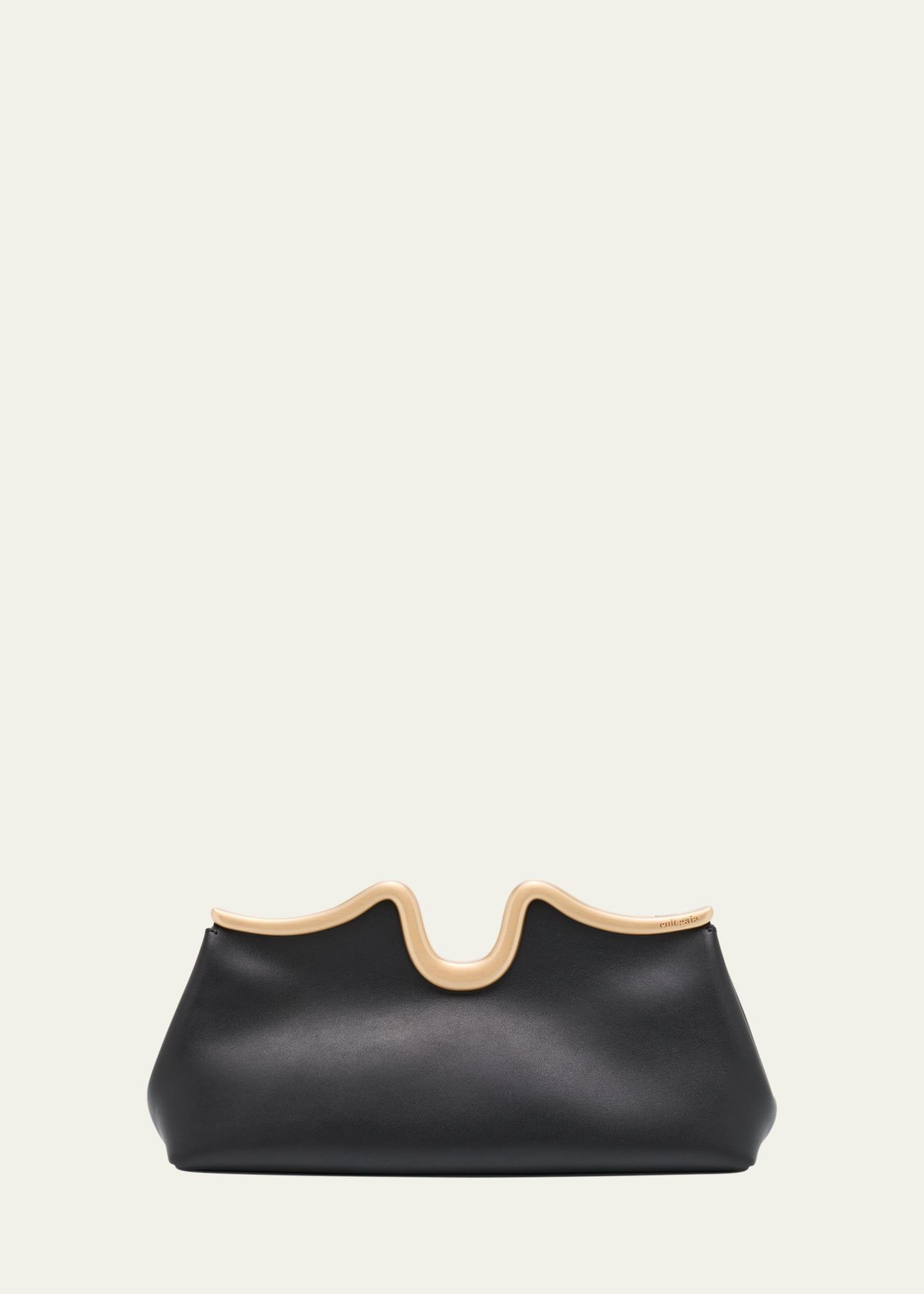 valma sculptural leather clutch bag