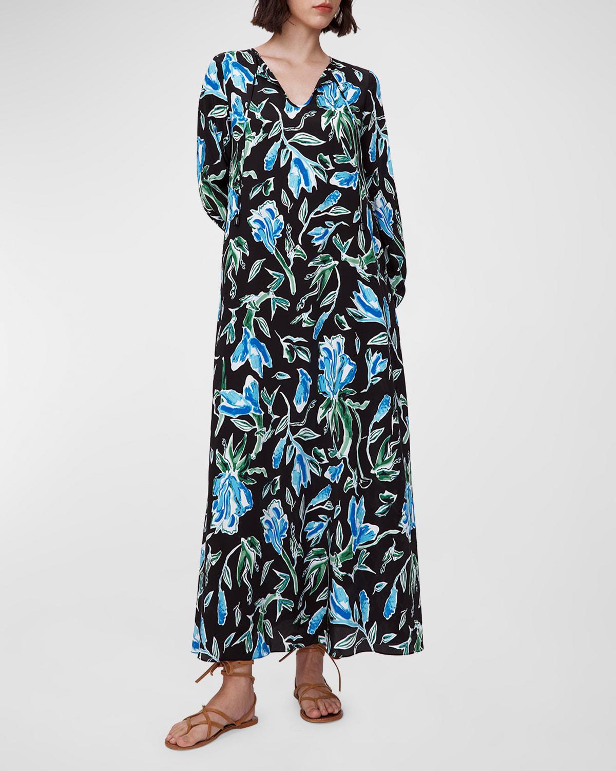 vandy floral-print a-line maxi dress